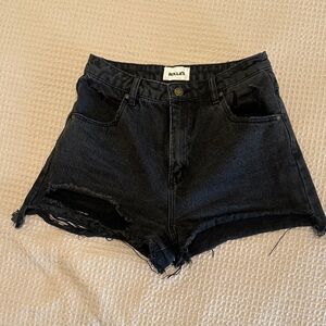 ROLLA'S Black Distressed High-Waist Jean Shorts